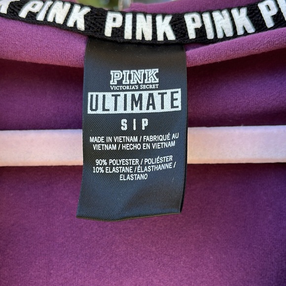 PINK by Victoria’s Secret EUC size S plum hooded jacket, athletic, soft … - Picture 3 of 8